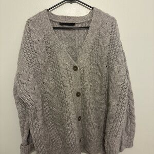 Jenni Kayne Gray Cable Knit Cardigan Sweater